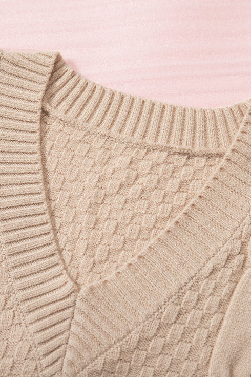 V-Neck Twist Knitted Vest Sweater
